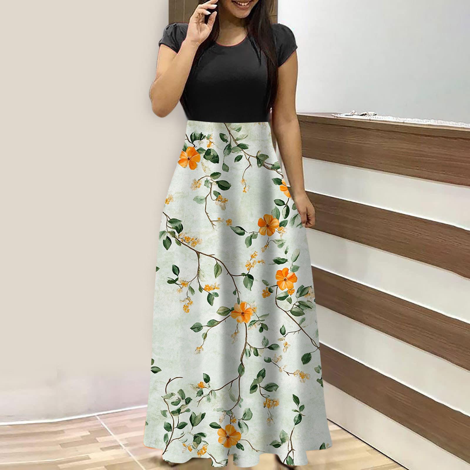 

Женские модные повседневные свободные платья с круглым вырезом и коротким рукавом XL зелёный