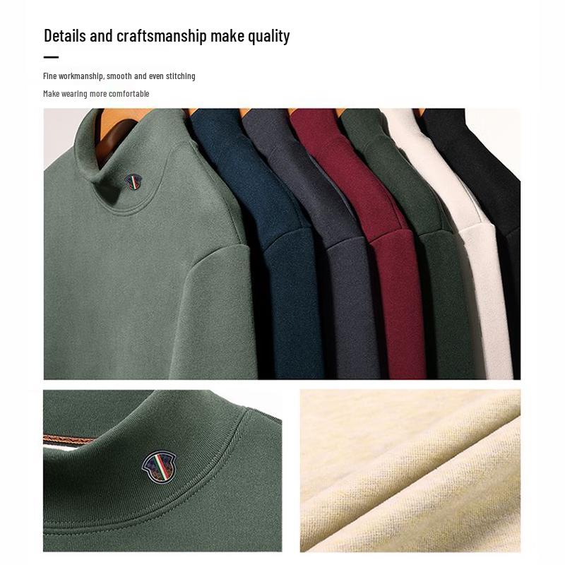 Romon Men's Fleece-Lined Mock Neck Winter Sweatshirt