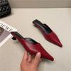 Fashion Woman Slippers Pointed Toe Outside Job Sandals Slides Mules Low Heel White Shoes for Women with Comfortable Luxury Korea Style
