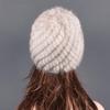 Real Natural Mink Hats for Women Winter Knitting Ear Warm Two-color Match Cap Cross-weave With New Fashion Fur Hat