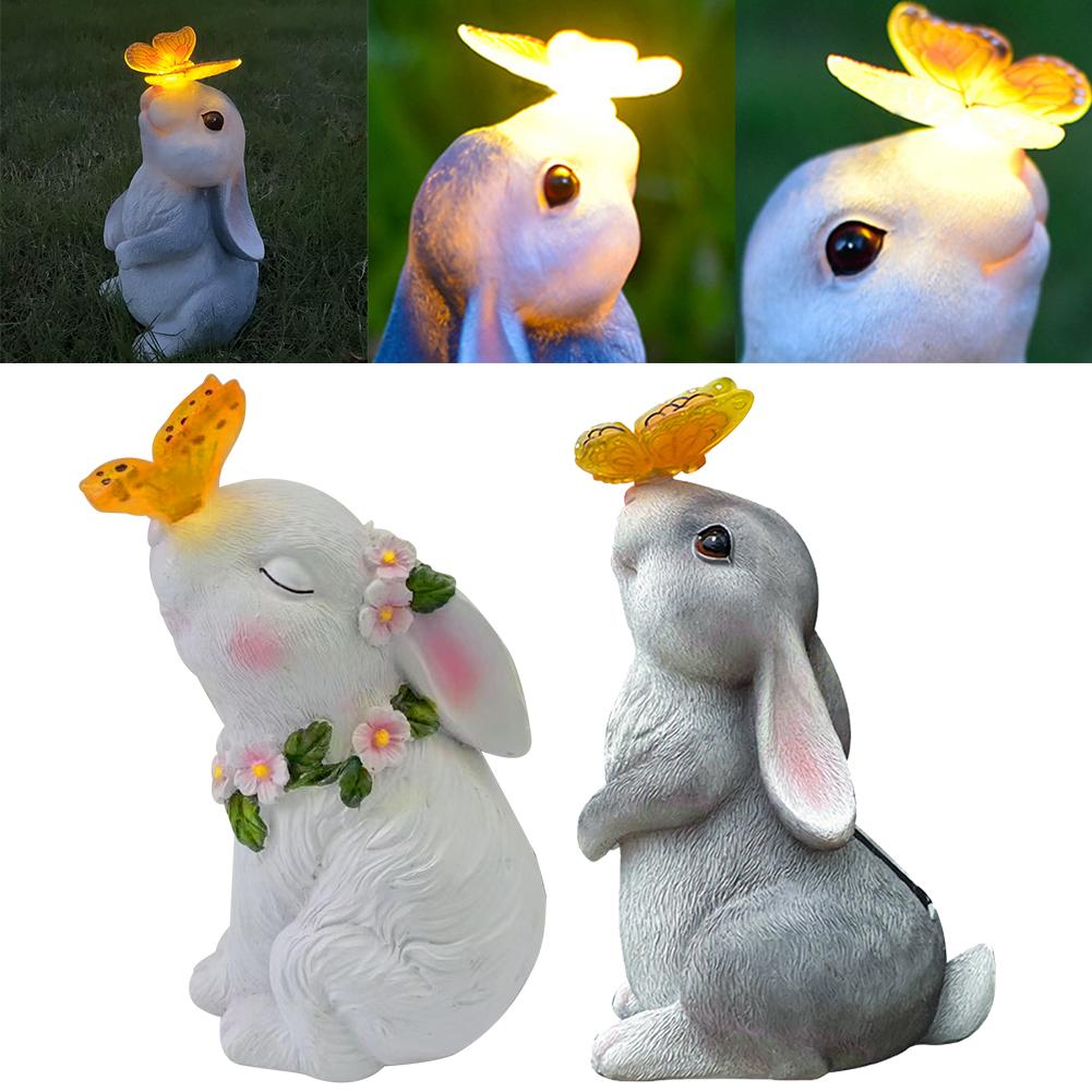 

Solar Rabbit Light Solar Bunny Decorative Light Waterproof Outdoor Rabbit Lamp Resin Cartoon for Patio Lawn Courtyard белый