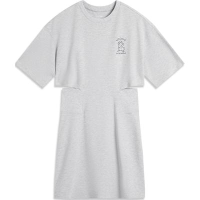 Li Ning Comfortable Breathable Letter Round Neck Versatile Short Sleeve Dress Women Dresses Floral-Gray ASKU162-2