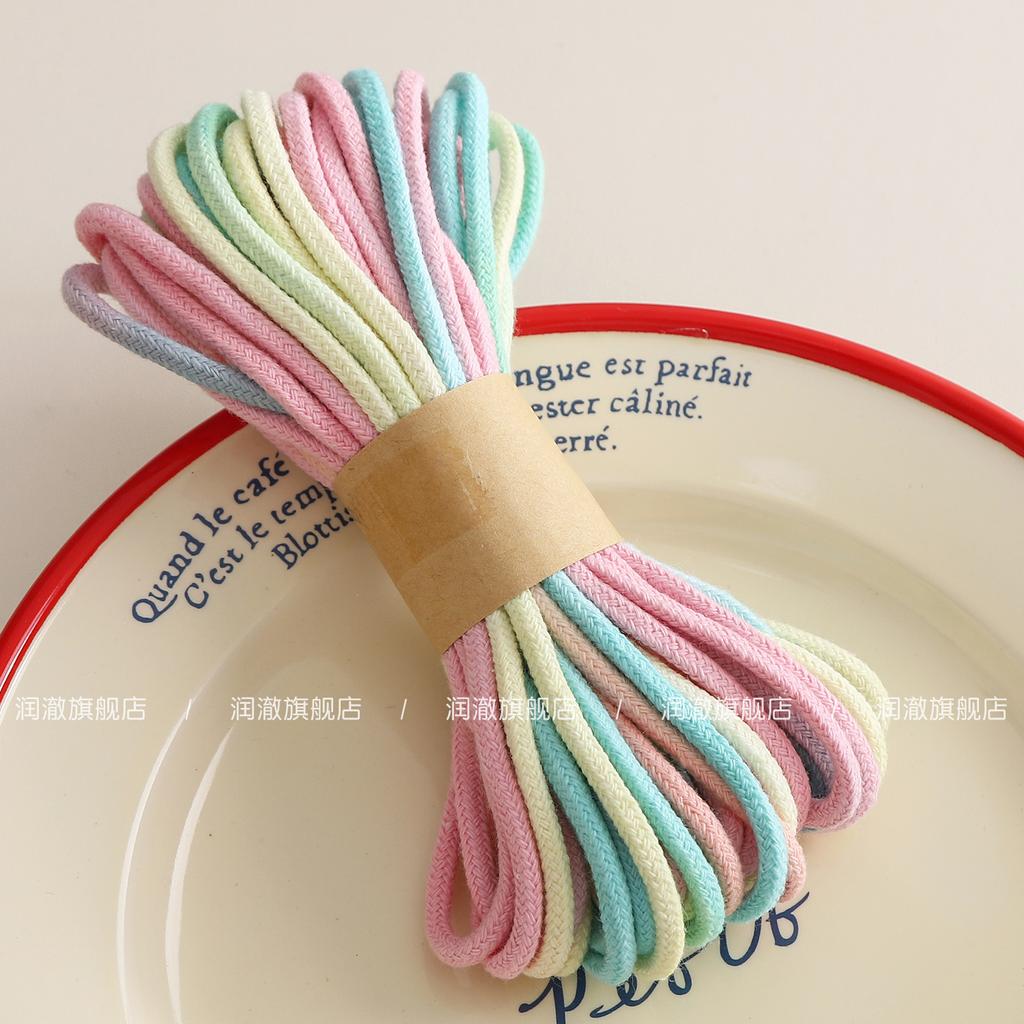 4mm 10m Color Gradient Cotton Thread Home Textile Decorative Rope Clothing Grain Rope Handmade Weaving Rope Craft Accessories