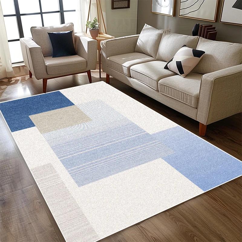 Modern Blue White Carpet Living Room Simple Style Decoration Home Sofa Area Washable Rug Bedroom Bedside Non-slip Plush Foot Mat