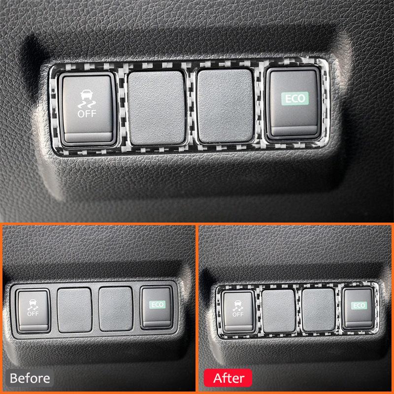 For Nissan Sentra 2016- Carbon Fiber Car Headlight Adjusting Switch Buttons Panel Trim Frame Decoration Interior Sticker