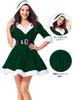 DECEED Santa Claus Sexy Christmas Cute Hooded Dress with Set Size Women's Costume, Costume, Skirt, 2-Piece (Green, L)