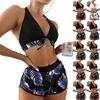 Ladies' Leaf Print Fashionable And Sexy Bikini Three Piece Swimsuit Set