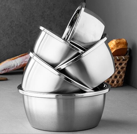 Kitchenware 201 Stainless Steel Bowl Mixing Salad Bowl Soup Bowl Washing Basin Set 20cm серебряный