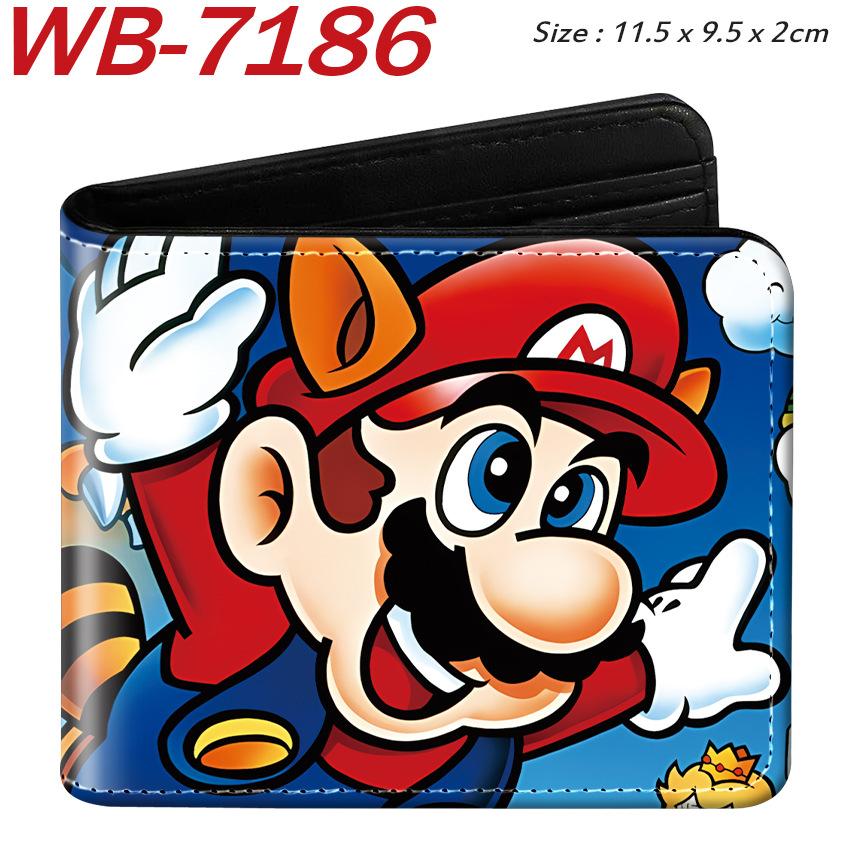 Super Mario Cartoon Full-Color Print Bi-Fold Wallet Anime Student Unisex Short Purse