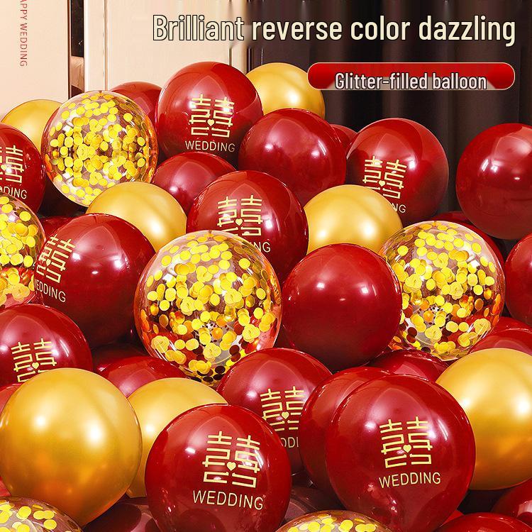 Red Wedding Balloons: Romantic Bedroom & Living Room Decor, Photo Props, Wedding Scene Setup