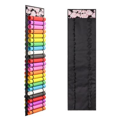 Sac de Rangement pour Rouleaux de Vinyle à 48 Compartiments Gain de Place Élastique Tissu Oxford 600D Montage Mural Support pour Rouleaux de Vinyle Derrière la Porte