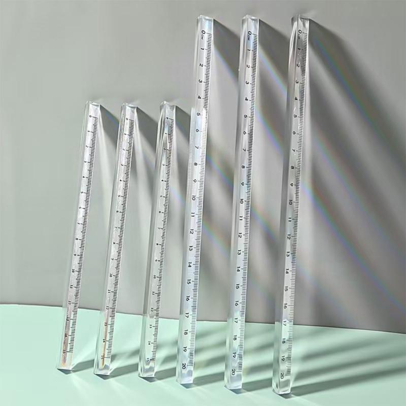 2Pcs Clear Triangular Scale Ruler 15cm 20cm Plastic Drawing Ruler Geometry Tool for Measuring Engineering Drawing