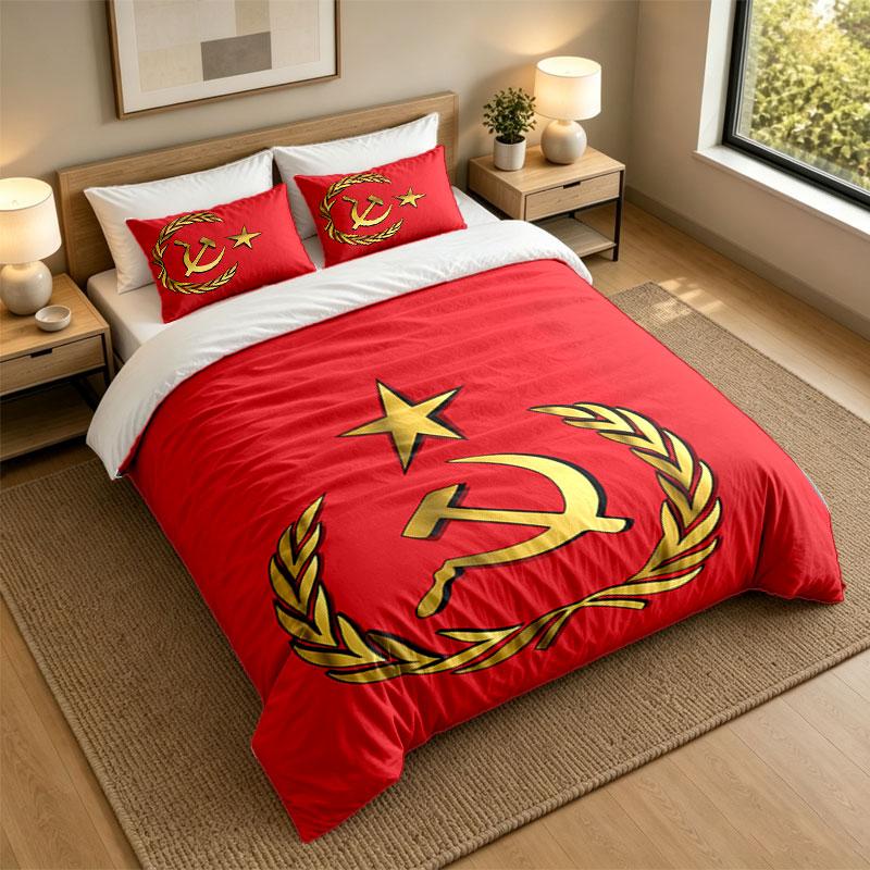 3-teiliges Bettwäsche-Set Sowjetunion Weiches Bettlaken und zwei Kissenbezüge Heim Schlafzimmer Dekoration
