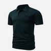 Men's Business Casual Letter B Print Waffle Short Sleeve Polo Shirt