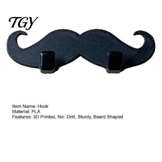 No Drill Razor Holder for Shower 3D Printed Beard Shaped Wall Hook, Self?Adhesive Creative Bathroom Damage Free Adhesive Hooks Home Hanger