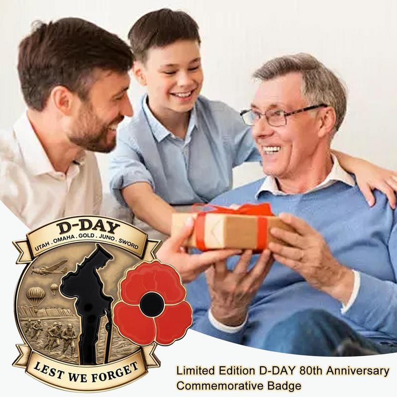 D-Day Ereteken 80e Verjaardag D-DAY Ereteken Jubileum D-Day Emaille Ereteken voor Souvenir Historische Verzamelobjecten Decoratie