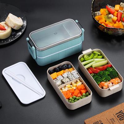 Portable Microwave Bento Box Wheat Straw Child Lunch Box Leak-Proof Bento Lunch Kids School Food Container