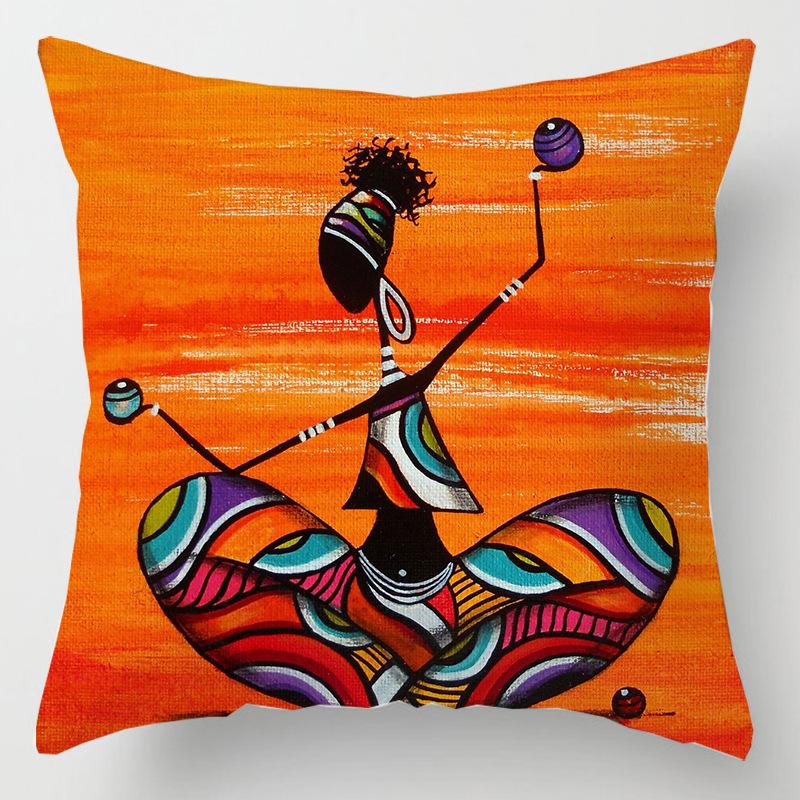 African Women'S Artistic Patterns Throw Pillow Cover With Short Plush Print For Living Room Sofa Decoration Cushion Cover