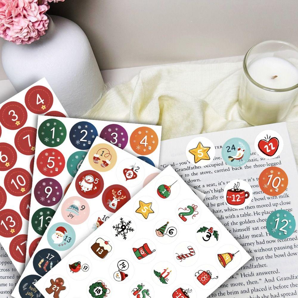 24pcs Per Sheet Numbered Stickers Christmas Packaging Labels  Cookie Candy Packaging