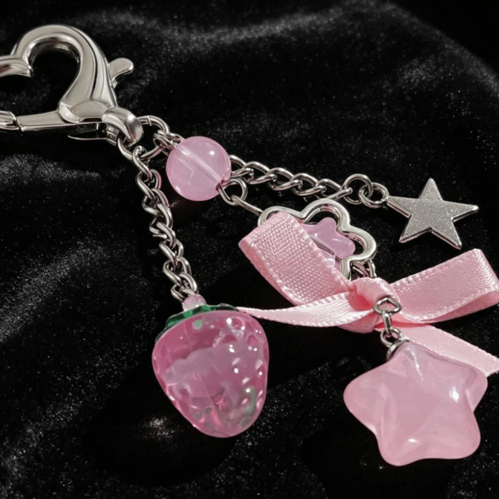 Star Phone Pendant Flower Acrylic Keyring Sweet Punk Bag Pendant Student