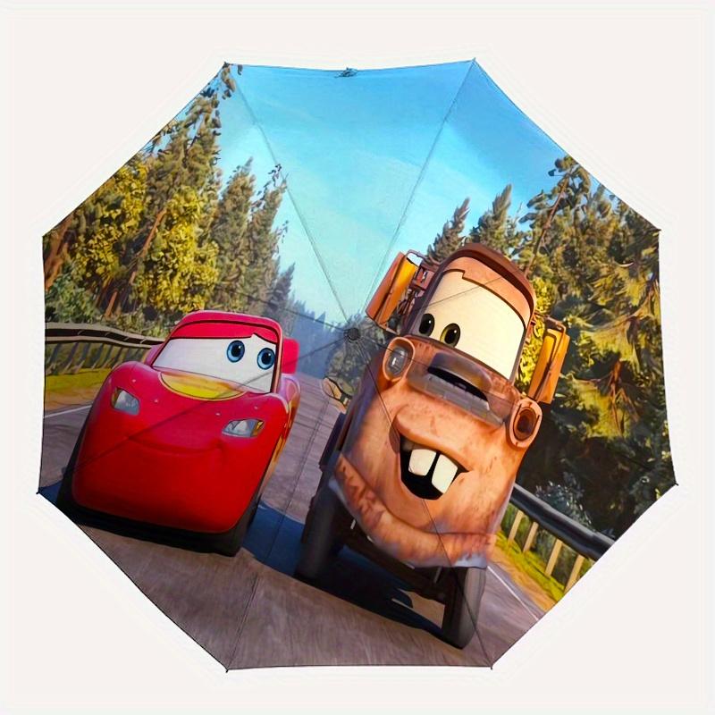 1pc Lightning McQueen,Mater Automatic Folding Umbrella: Compact 8 Bone Design Cartoon Outdoor Travel Companion, Business Umbrella, Christmas