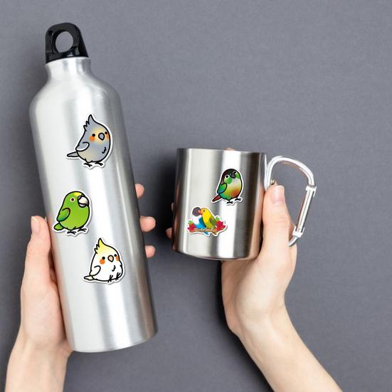 50Pcs Cartoon Parrot Stickers Various Styles Waterproof PVC Adhesive Colorful Cute Decals Vinyl Art DIY Scrapbook Skateboard Laptop Water Bottle