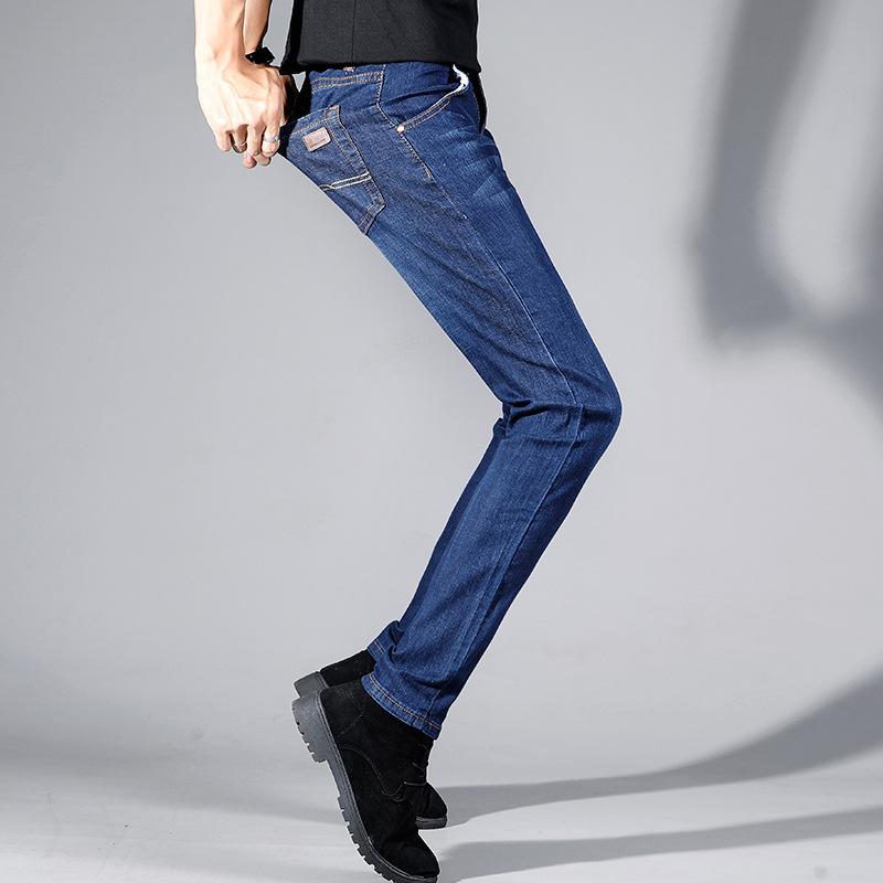 Autumn And Winter New Men'S Business Jeans Elastic Fit Straight Leg Casual Pants Slim Fit Pants For Men