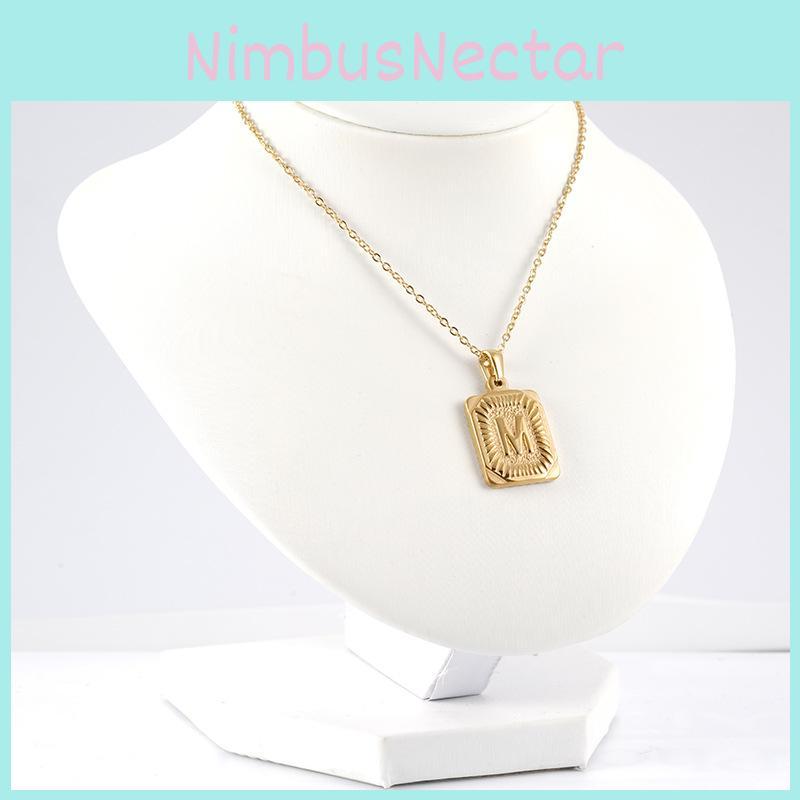 Stylish 18k Gold Stainless Steel Letter Pendant Necklace For Men O-type Cross Chain Non-fading
