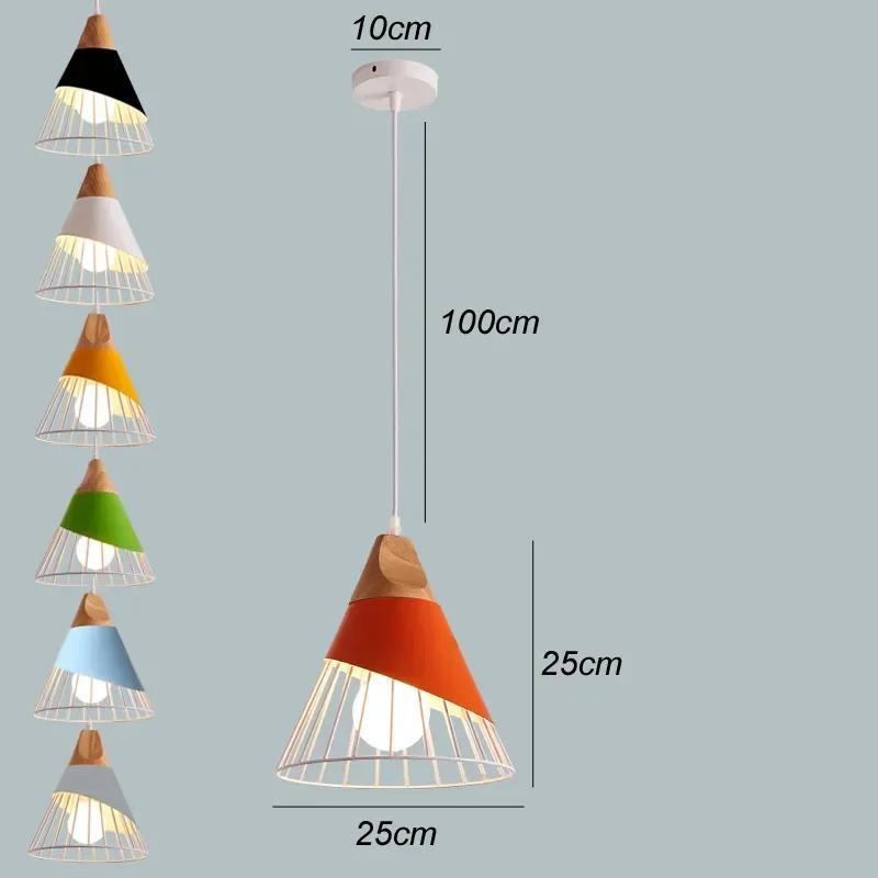 Multicolor Café Restaurant Wood Chandelier Iron Art Hanging Lights Pendant Lamp E27 Ceiling Nordic Modern Home Decor Appliance