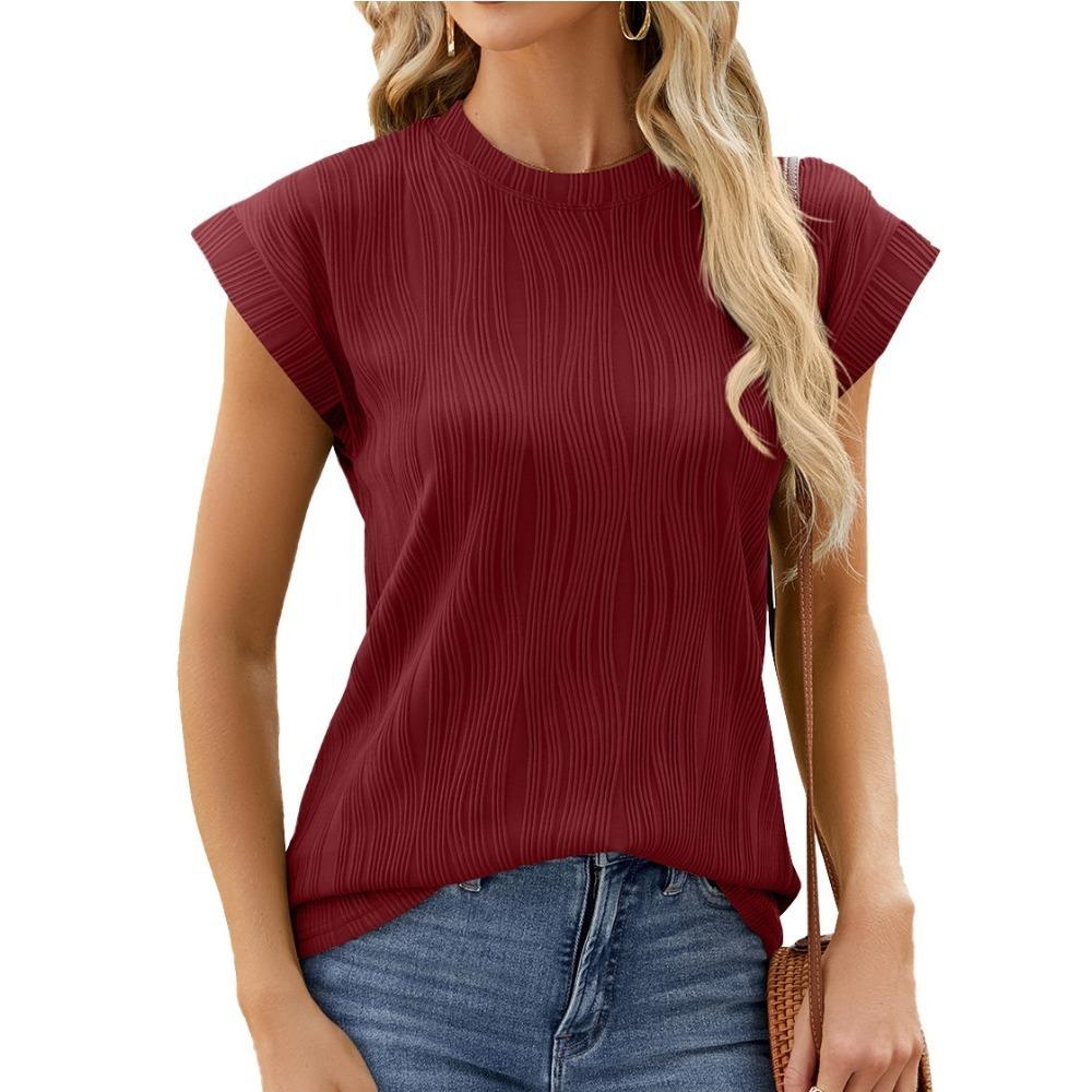 DX~~ New Round Neck Ladies Solid Color Short Sleeve Loose Casual T-shirt