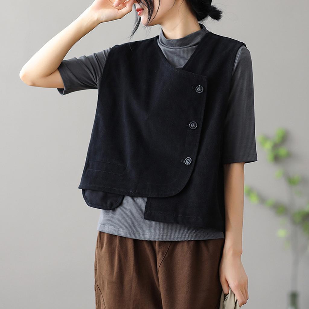 Grote Maat Vleeskleurige Blokkerende Retro Distressed Capuchon Print Patchwork Denim Gilet Voor Dames