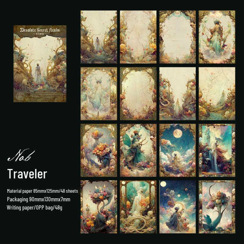Yan Ji Dreamy Floral Journal Collage Material Pack - Desolate Secret Realm Series No Specification