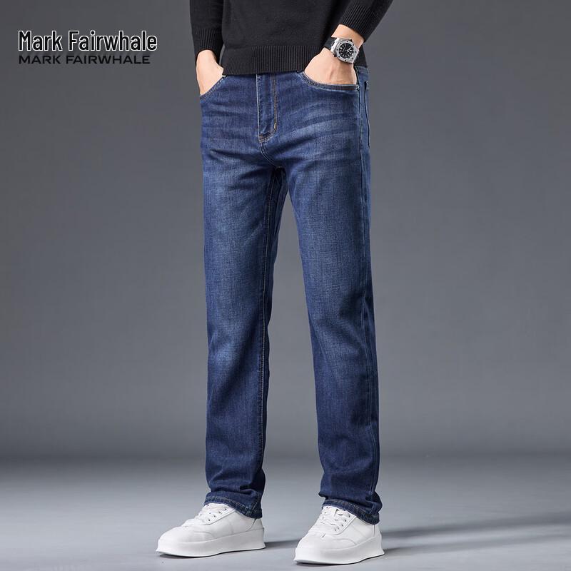 

FAIRWHALE Мужские джинсы прямого кроя из премиальной хлопково-шерстяной смеси 34