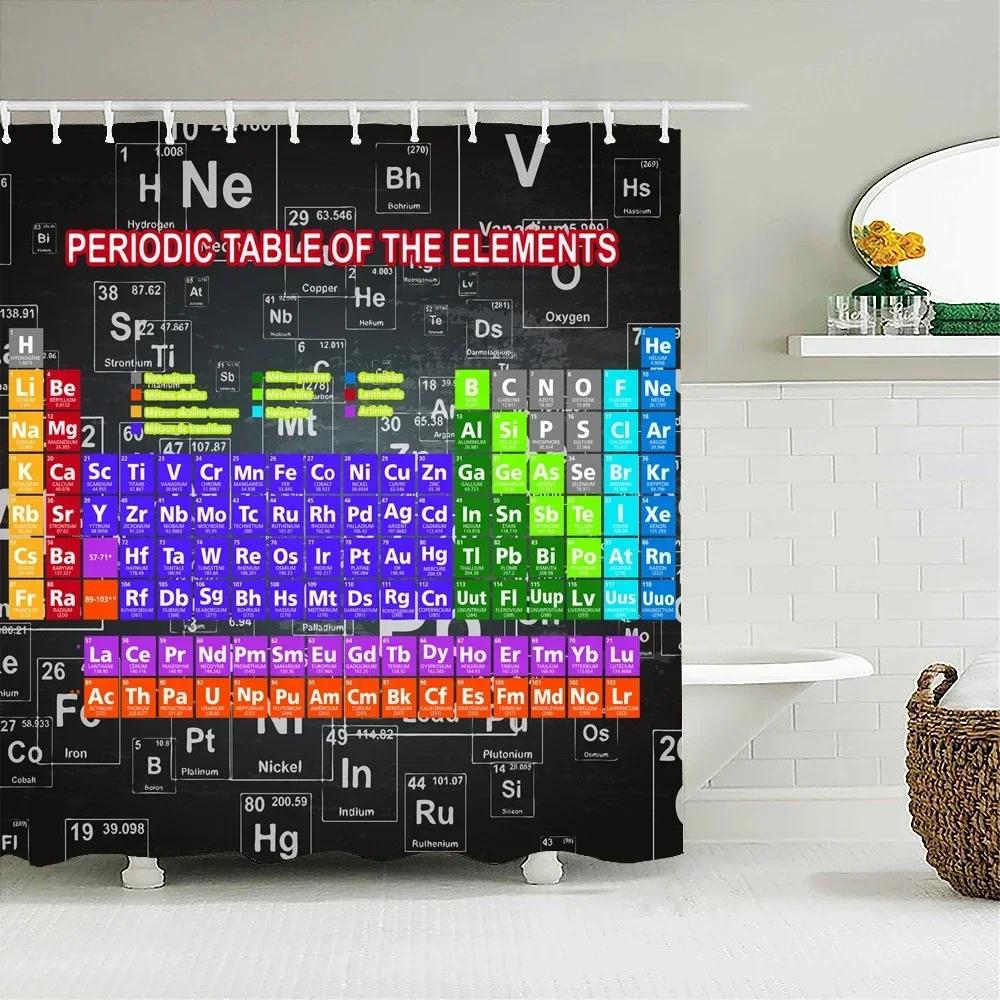Periodic Table Of Elements Bathroom Curtains Waterproof 3D Print Shower Curtain White Fabric Curtain For The Bath