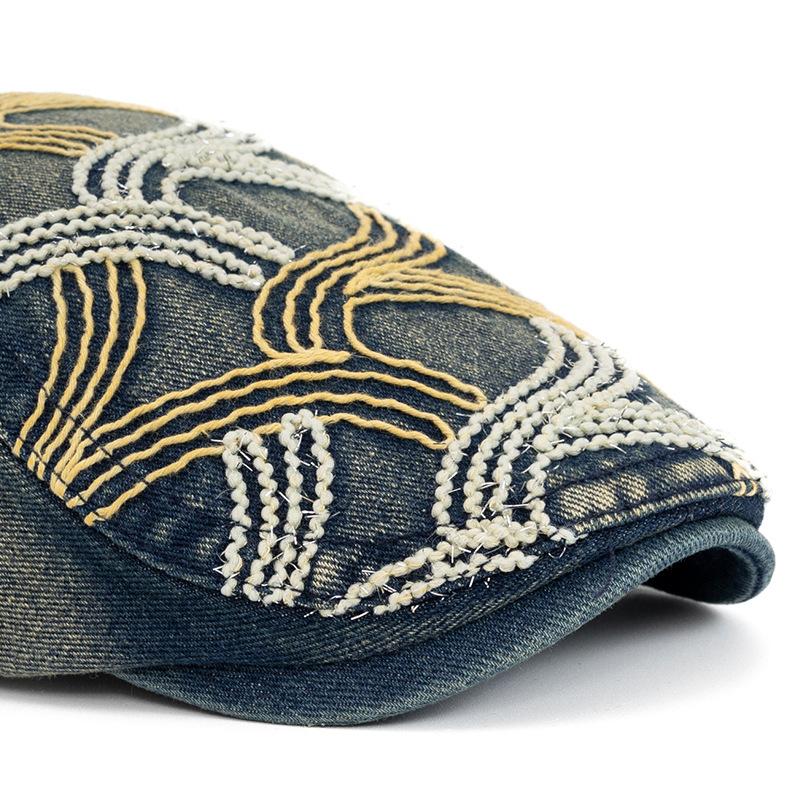 Beret Women's British Vintage Peaked Cap Men Denim Hat