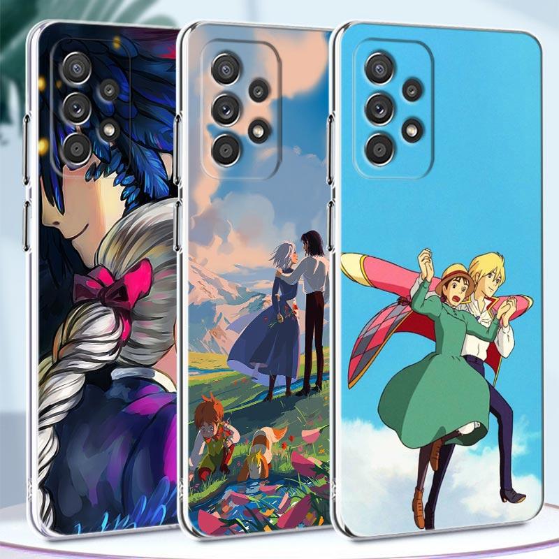 Průhledné pouzdro pro Samsung Galaxy A52 A51 A53 A72 A71 A73 A32 A31 A33 A22 A11 Pouzdro Kryt Miyazaki Hayao Anime Howl's Moving Castle