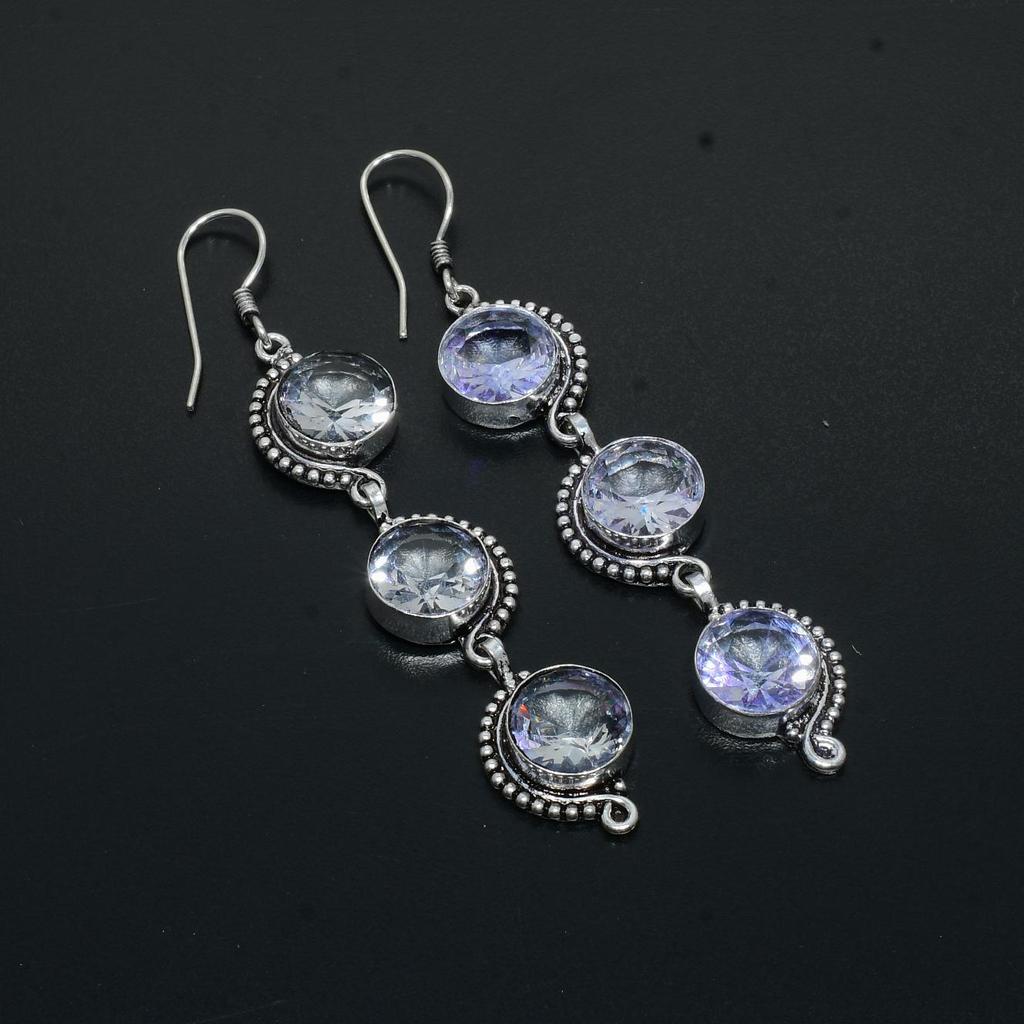 White Topaz Gemstone Handmade 925 Sterling Silver Jewelry Earring White Topaz Earring For Women Jewelry For Gifts Handcrafted Jewelry Earring