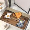 3 Cats Scratching Wood Floor Flannel Rug Non-Slip Absorbent Funny Pet Lover Doormat for Entryway Kitchen Home Decoration 50x80cm
