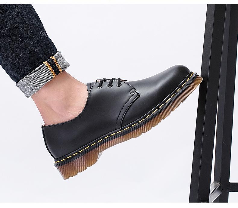 Plus Size 1461 Low-Top Martin Boots: Comfortable Leather Casual Flat-Bottom Work Shoes, British Style.