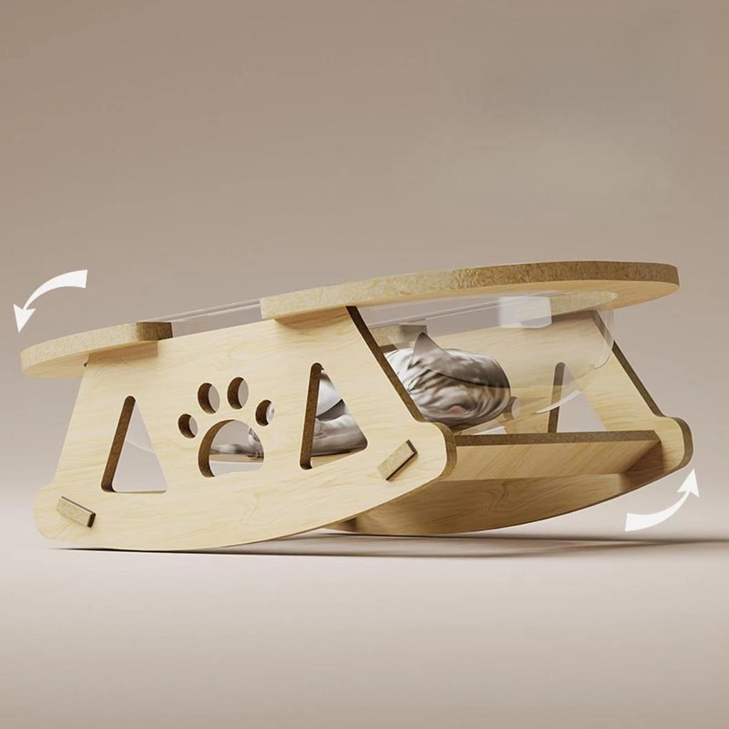 Acrylic Wood Cat Bed Elevated Bed Pet Clear Cats House Rocking Chair Detachable Convenient Kittens Puppies Sofa Cat Accessories