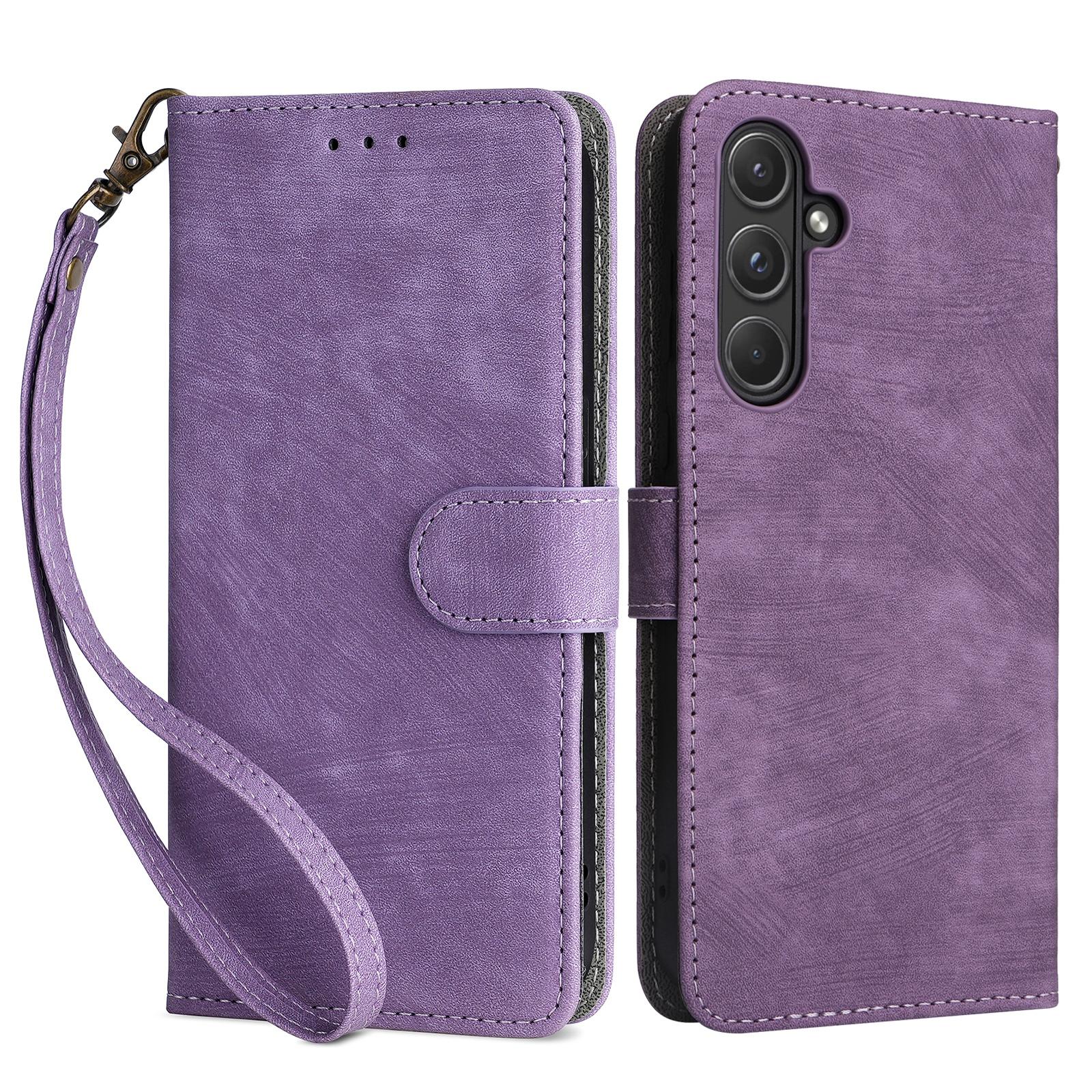 

For Samsung Galaxy A55 5G Stand Case Shockproof Shell RFID Blocking Phone Cover Wallet Purple