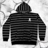 European and American Street Trend Striped Contrasting Gothic Long Sleeved Hoodie