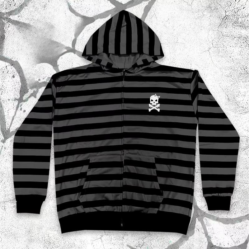 Европейский и американский уличный тренд полосатое контрастное готическое худи с длинным рукавом S 2319₽