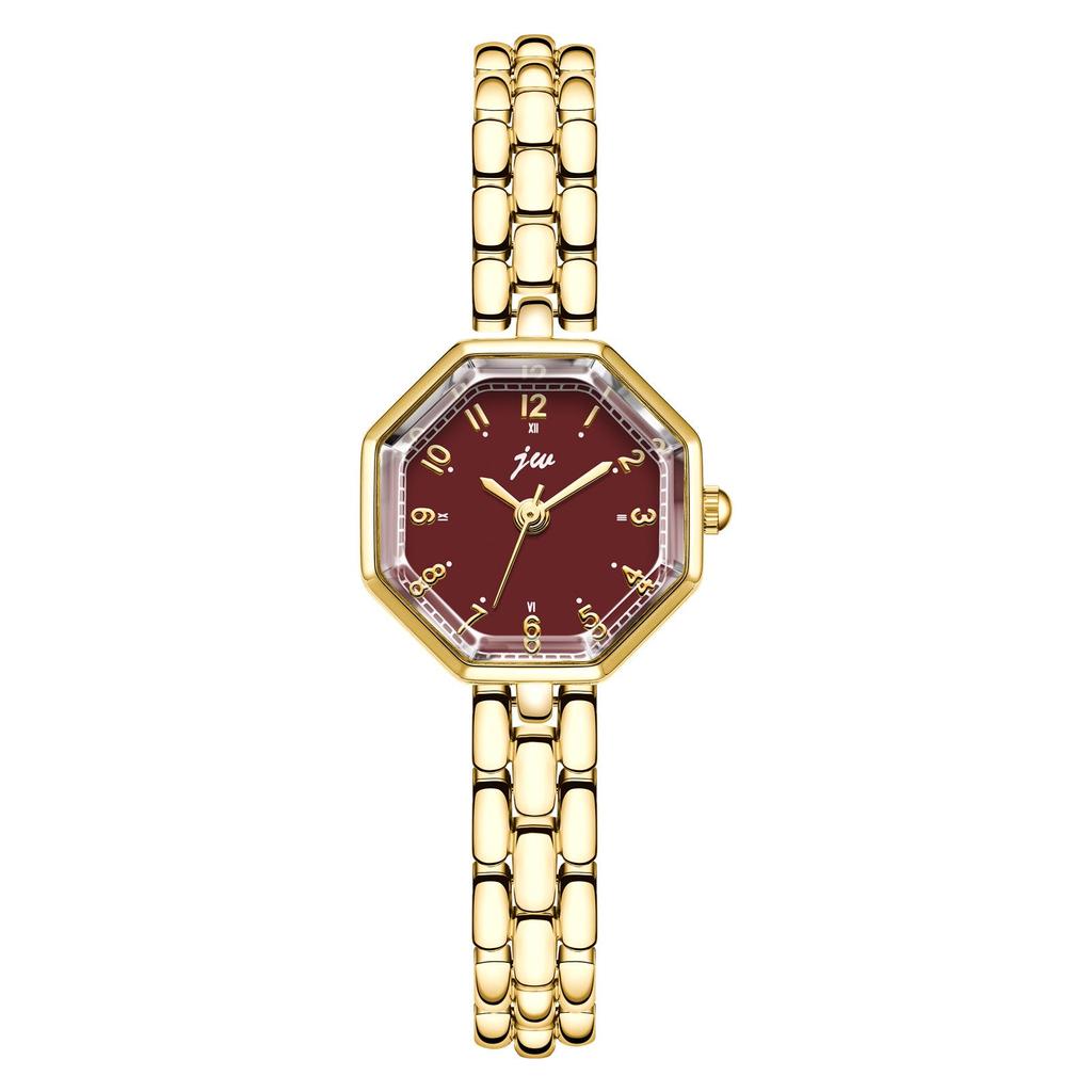 Gedi Women's Octagonal Quartz Watch with Steel Strap - Elegant Digital Scale, Light Luxury, Casual Style