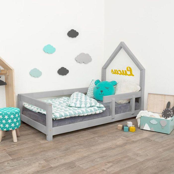 Lit cabane enfant POPPI 90 x 160 gris 1