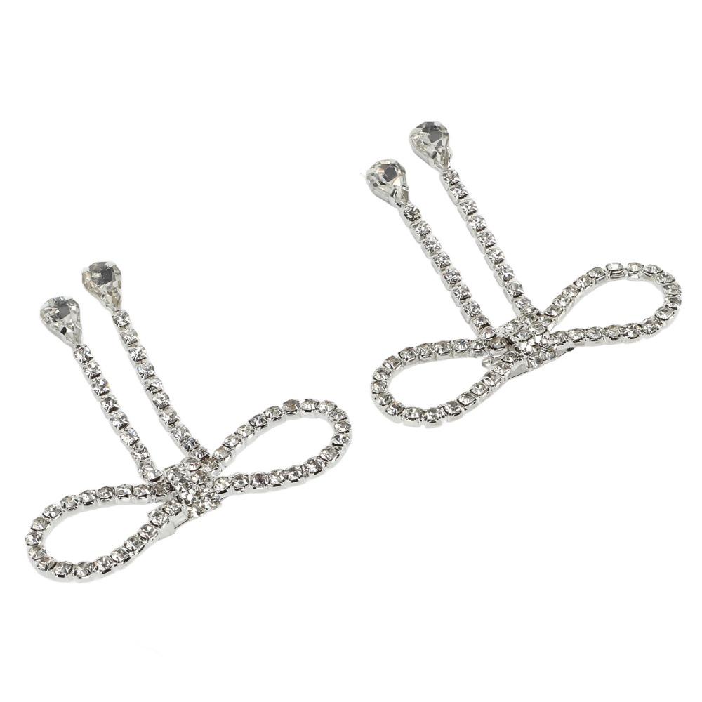 2pcs Tassel Design Bow Brooch Pin Shiny Finish Tassel Brooch Pin Shiny Bow Brooch Weddings
