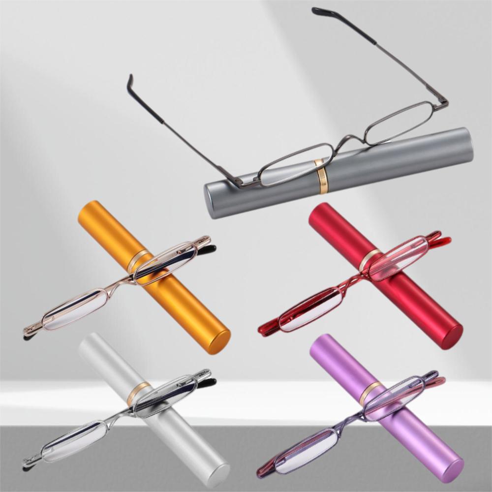 Spring Hinged With Portable Clip Case Men Women Readers Slim Reading Glasses With Pen Clip Tube Case Slim Pen Reading Glasses