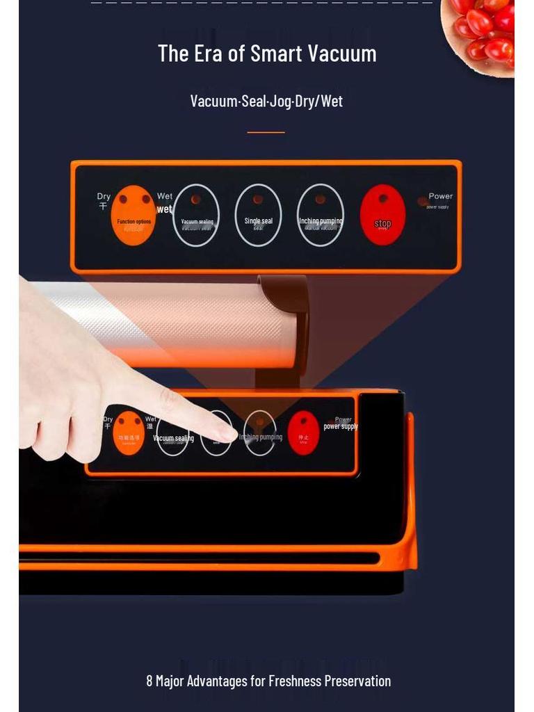 Commercial Vacuum Sealer for Food: Dual-Use Machine with Textured Bags for Dry & Wet Sealing