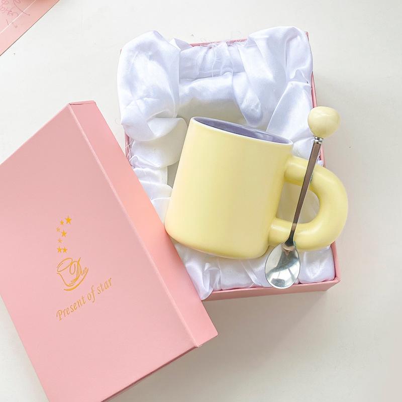 Korean Mug Niche Design Sense Ceramic Cup for Girls' Office High value Coffee Milk Cup