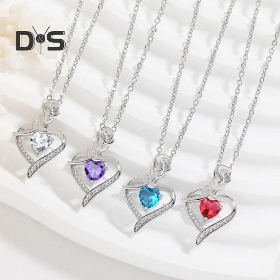 Colier cu pandantiv dragoste Colier din aliaj pentru femei Pandantiv cu design de trandafir în formă de inimă Bijuterii pentru mama soție Cadou de aniversare Ziua mamei